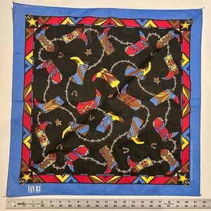 Vintage Hav-A-Hank Western Cowboy Boot Bandana Handkerchief 21" Cotton Poly